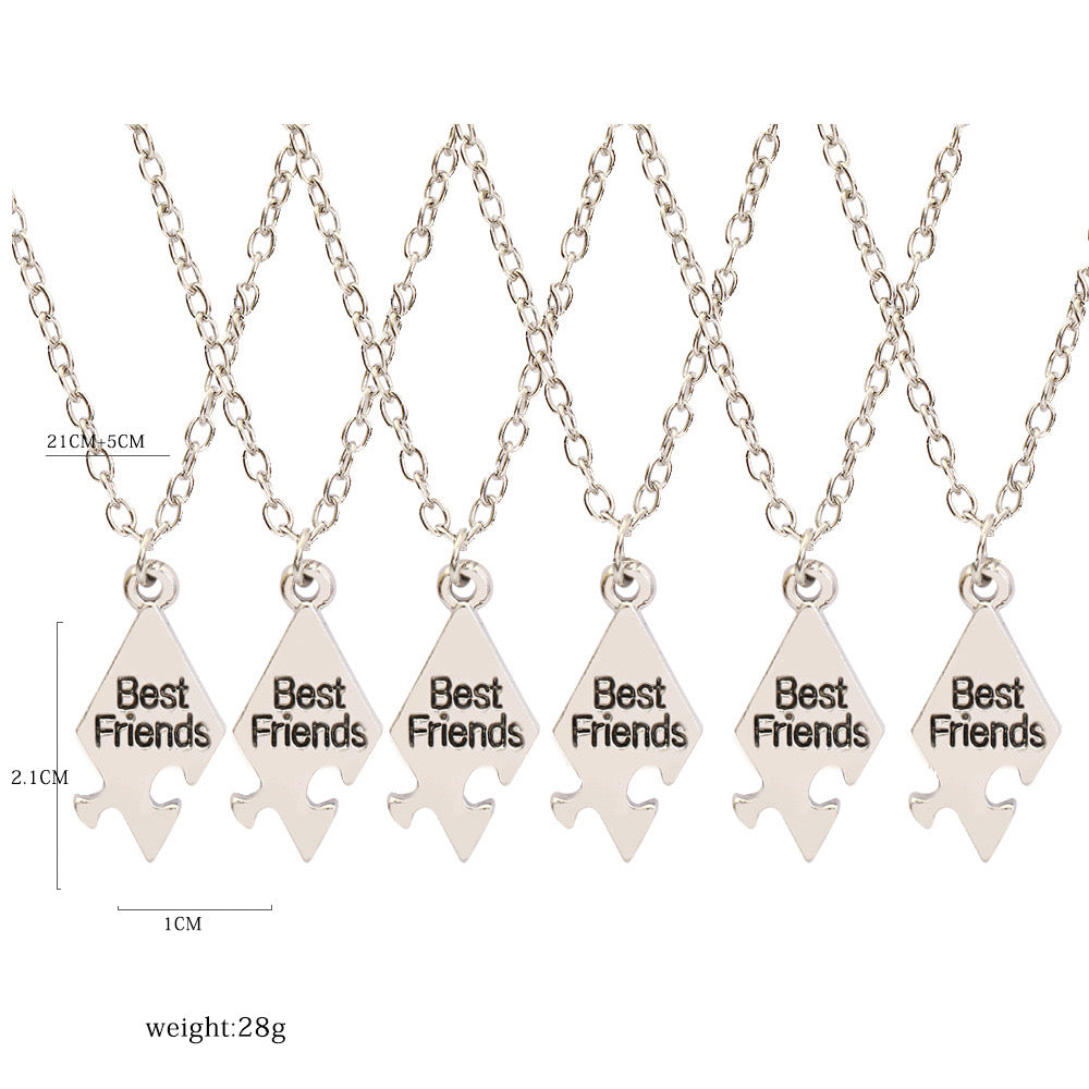 Lot de 4 5 6 7 ou 8 Colliers D'amitié - Puzzle en Forme D’Étoile - A Partager - BFF - Best Friends Forever - Argenté - Amitié