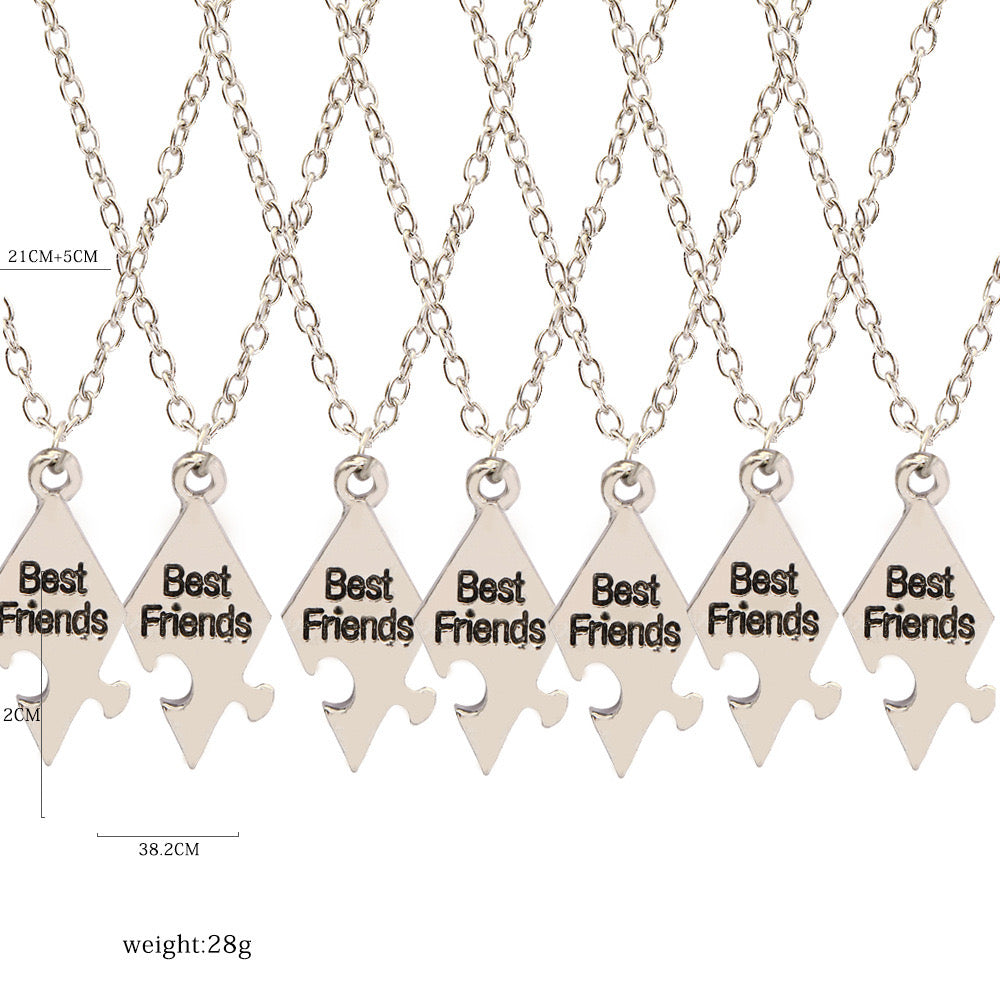 Lot de 4 5 6 7 ou 8 Colliers D'amitié - Puzzle en Forme D’Étoile - A Partager - BFF - Best Friends Forever - Argenté - Amitié