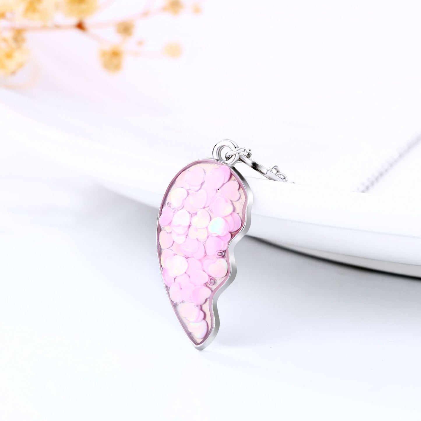 Lot de 2 Colliers D'amitié - Coeur Paillettes - BFF - Best Friends Forever - Amitié - Mignon - À Partager