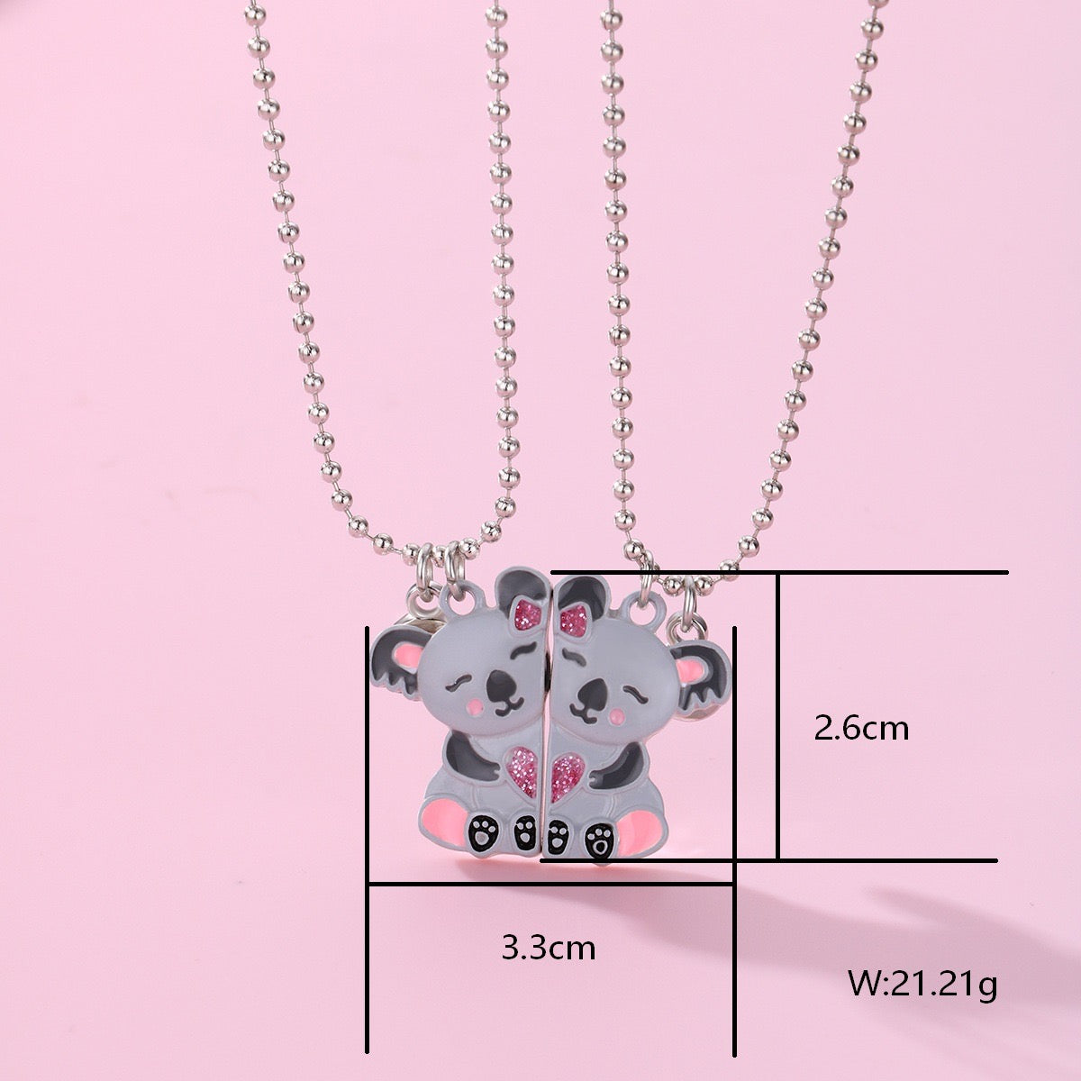 Lot de 2 Colliers D'amitié Aimanté - Koala - Couleur Bonbon - BFF - Best Friends Forever - Fantaisie - Pendentif Aimanté - Amitié
