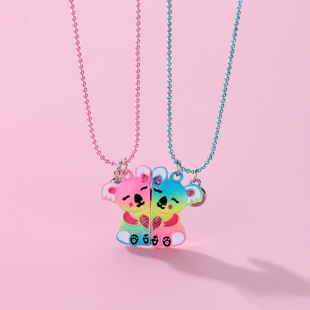 Lot de 2 Colliers D'amitié Aimanté - Koala - Couleur Bonbon - BFF - Best Friends Forever - Fantaisie - Pendentif Aimanté - Amitié