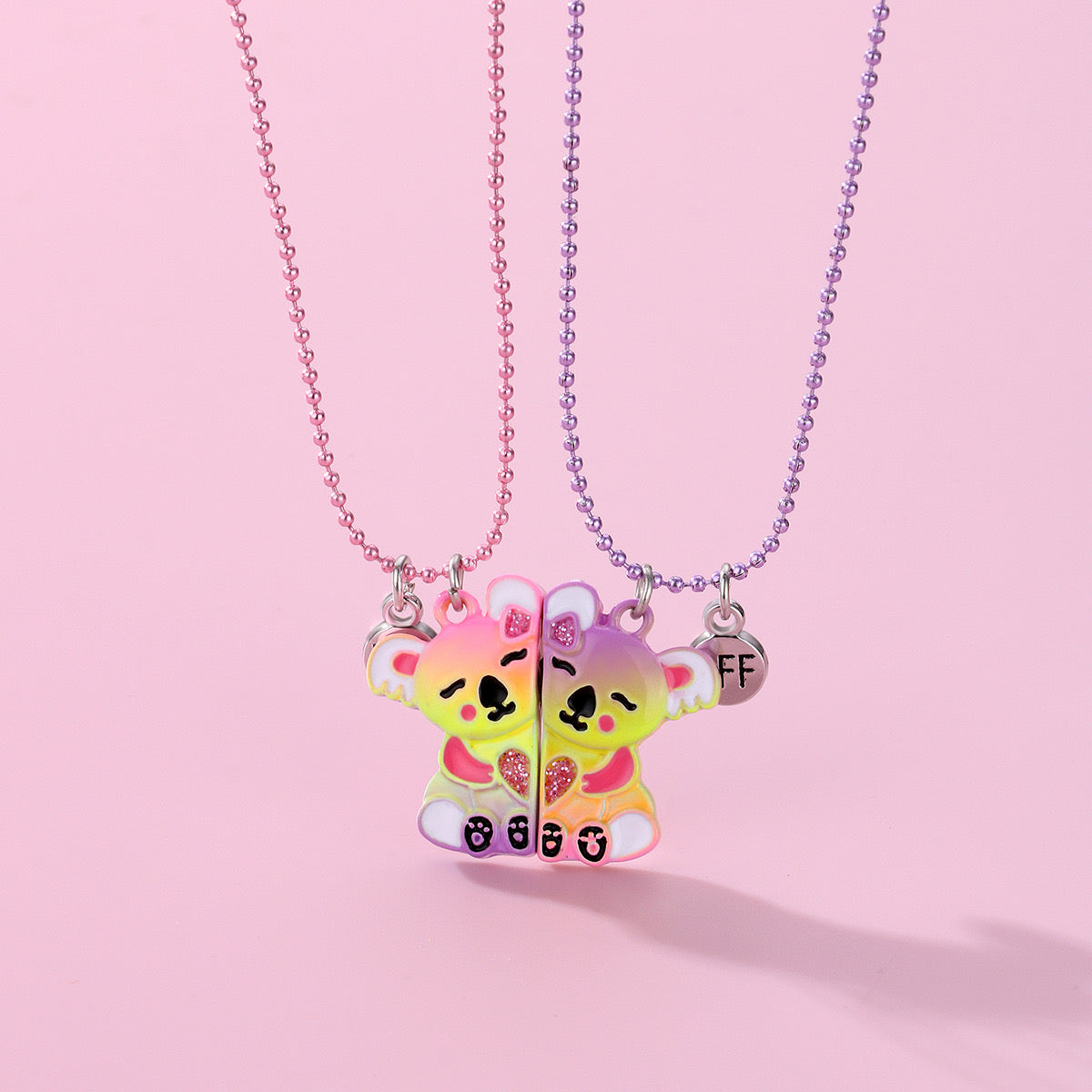 Lot de 2 Colliers D'amitié Aimanté - Koala - Couleur Bonbon - BFF - Best Friends Forever - Fantaisie - Pendentif Aimanté - Amitié