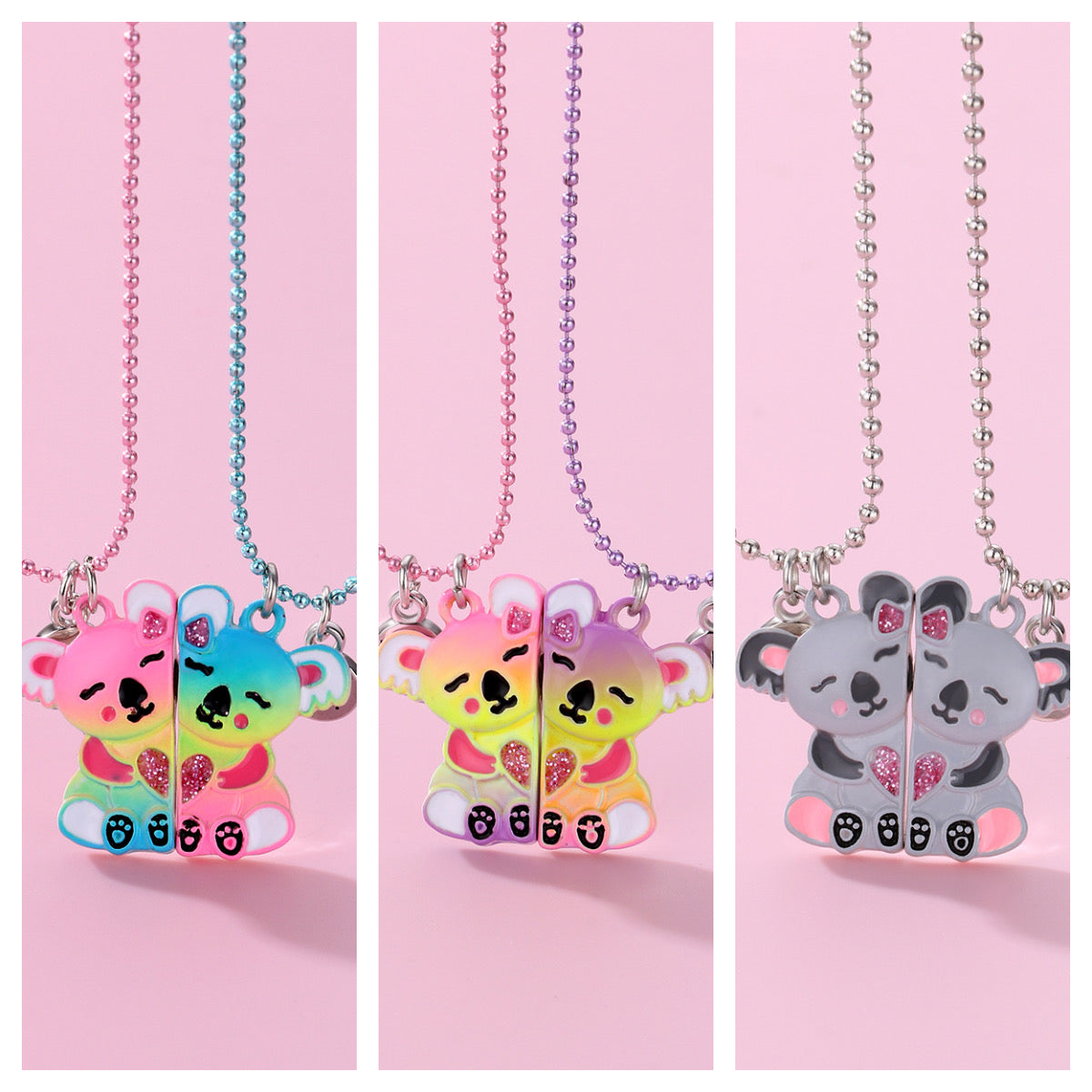 Lot de 2 Colliers D'amitié Aimanté - Koala - Couleur Bonbon - BFF - Best Friends Forever - Fantaisie - Pendentif Aimanté - Amitié