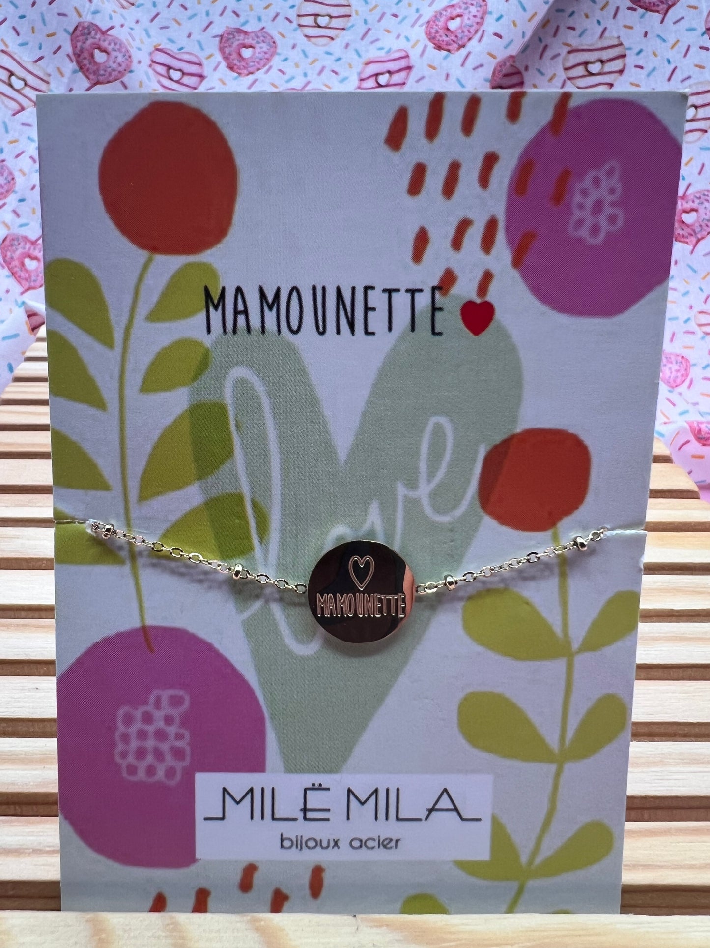 Bracelet Message avec Carte - Acier Inoxydable - Maman Amour Adoré Cool Chérie - Doré