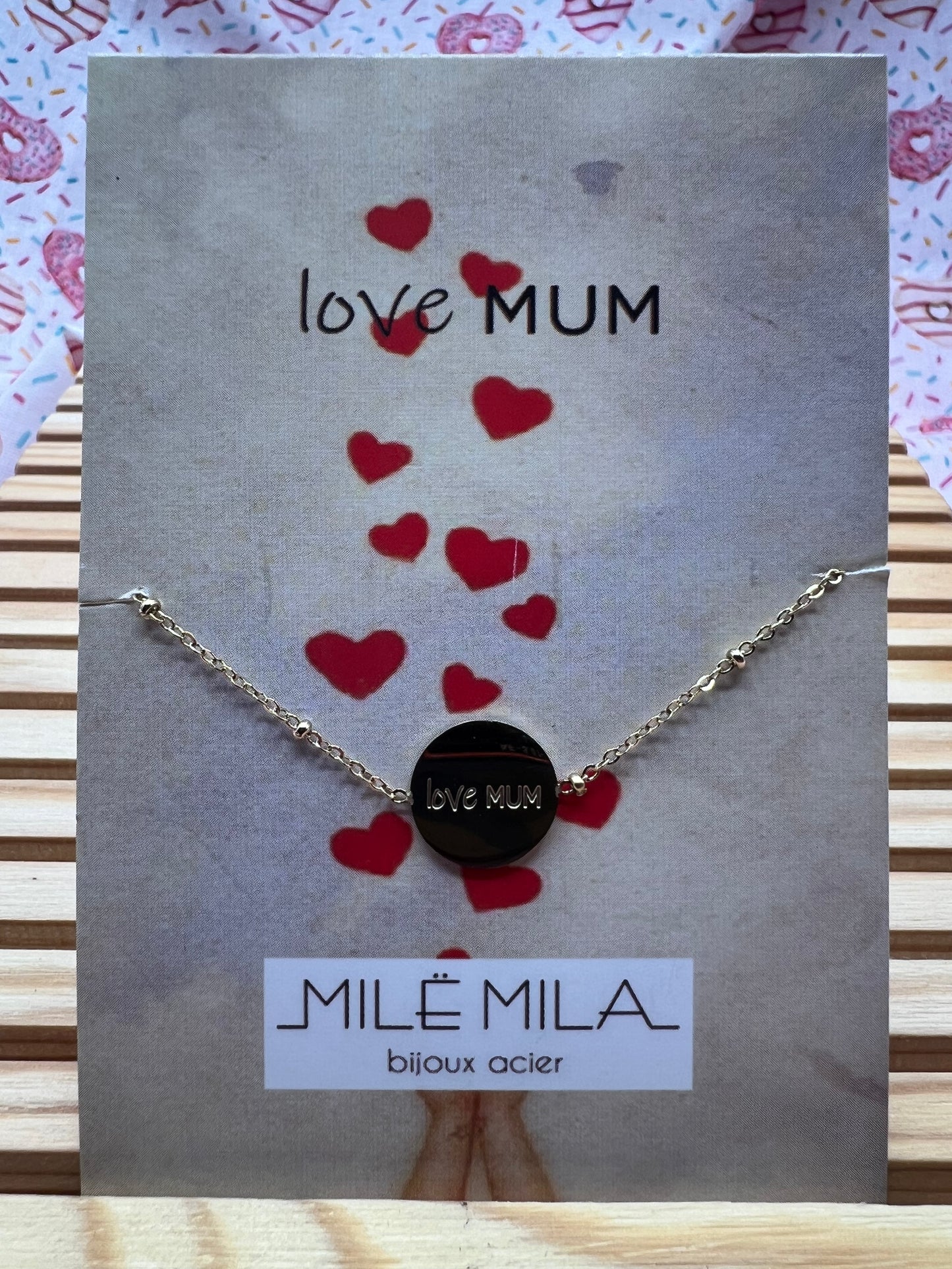 Bracelet Message avec Carte - Acier Inoxydable - Maman Amour Adoré Cool Chérie - Doré