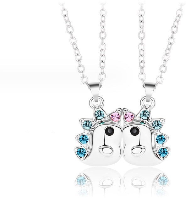 Set of 2 Magnetic Unicorn Friendship Necklaces - BFF Best Friends Forever - Fantasy - Gold or Silver Pendant