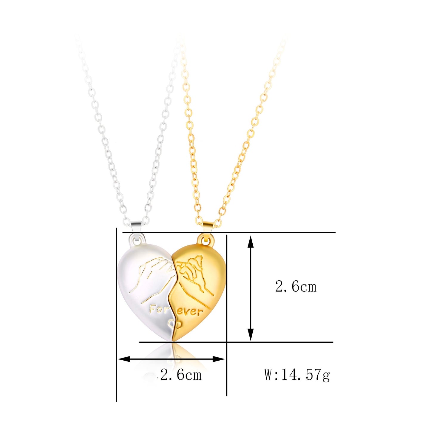 Lot de 2 Colliers D'amitié Aimanté - Main Petit Doigt Lié Coeur - BFF - Best Friends Forever - Pendentif Aimanté -Amoureux Couple Amitié