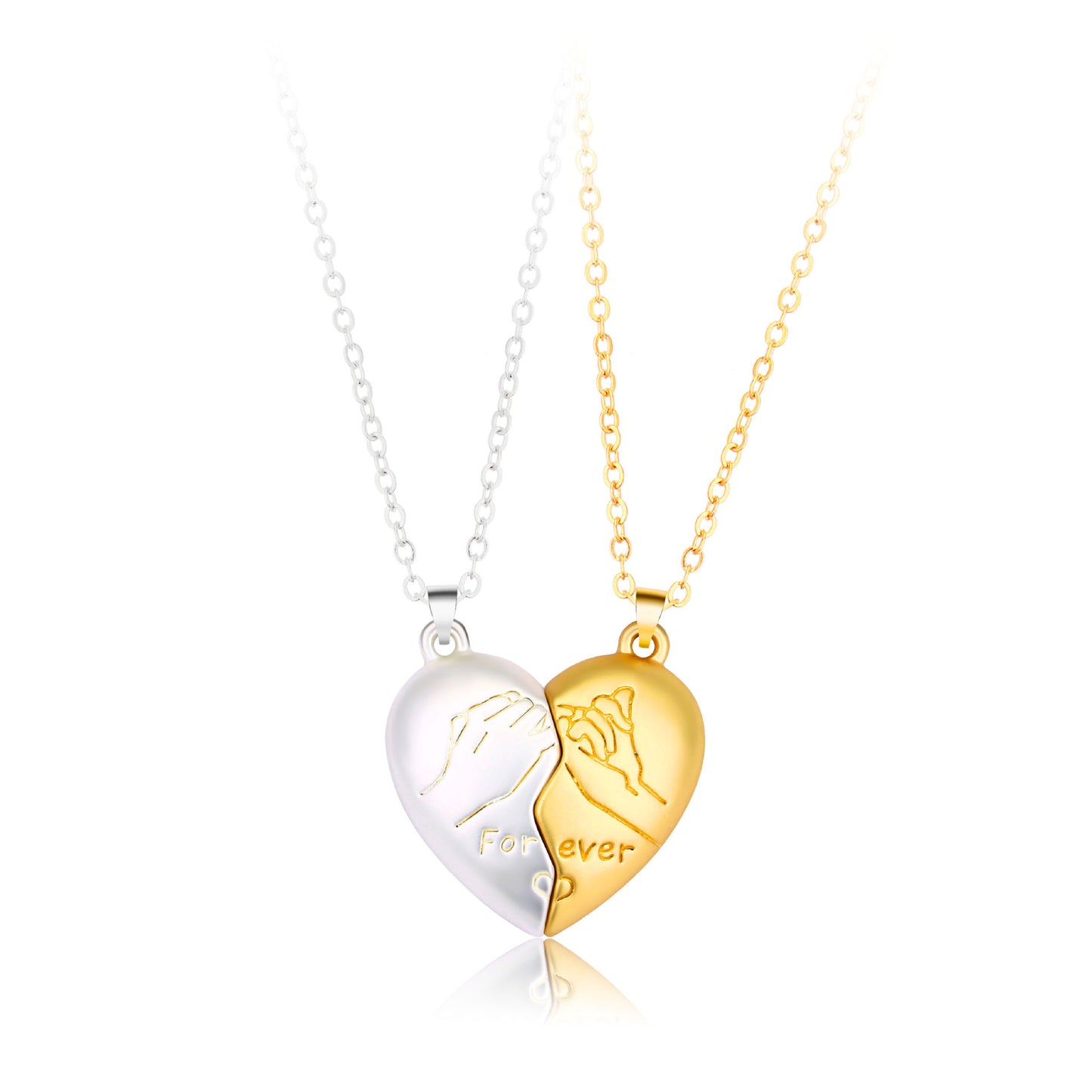 Lot de 2 Colliers D'amitié Aimanté - Main Petit Doigt Lié Coeur - BFF - Best Friends Forever - Pendentif Aimanté -Amoureux Couple Amitié