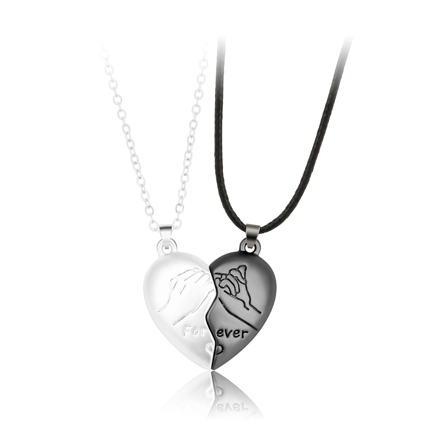 Lot de 2 Colliers D'amitié Aimanté - Main Petit Doigt Lié Coeur - BFF - Best Friends Forever - Pendentif Aimanté -Amoureux Couple Amitié