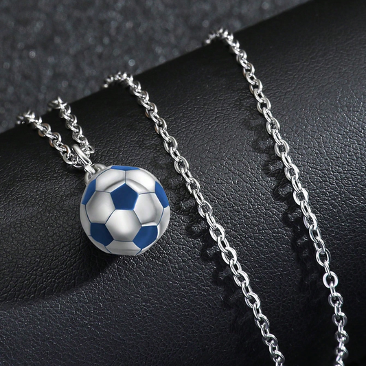 Collier avec Pendantif Ballon de Football - Fantaisie - Sport - Chaine Argenté ou Doré