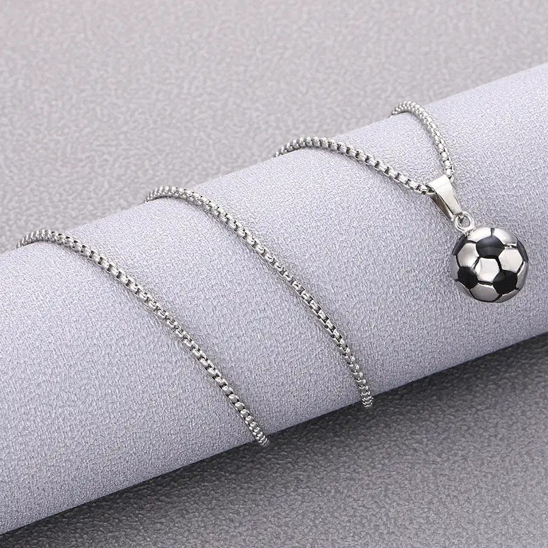 Collier avec Pendantif Ballon de Football - Fantaisie - Sport - Chaine Argenté ou Doré