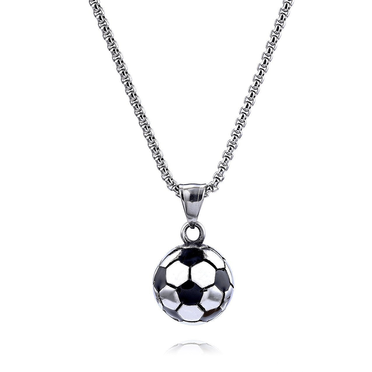 Collier avec Pendantif Ballon de Football - Fantaisie - Sport - Chaine Argenté ou Doré