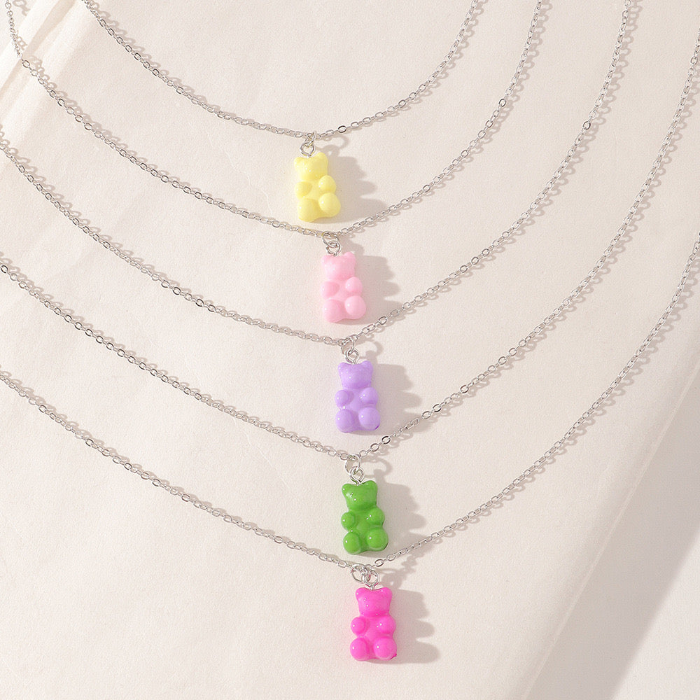 Collier Ourson Bonbon Résine Coloré Bohème
