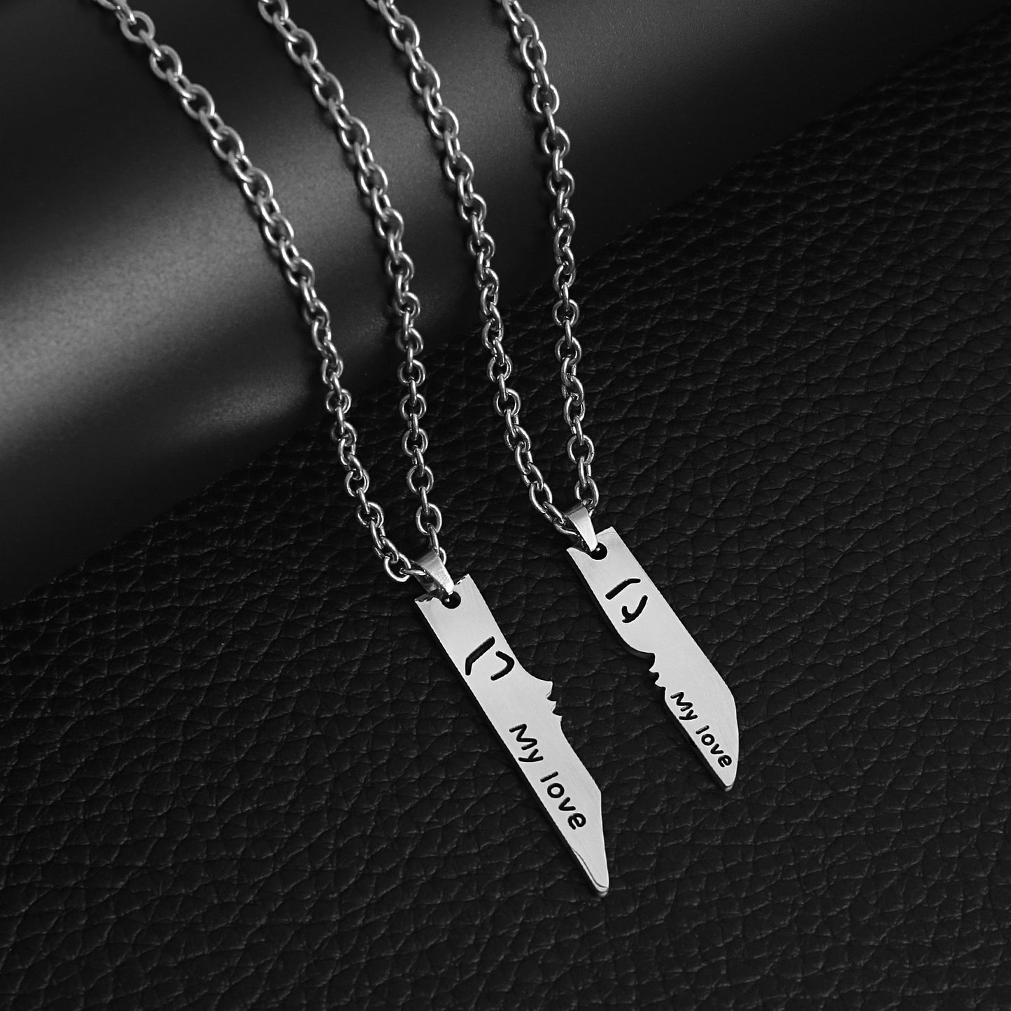 Set mit 2 Ketten, Freundschaftshalsketten „Paar My Love“ – BFF, beste Freunde für immer – ausgefallen – Anhänger und Kette aus silbernem Edelstahl