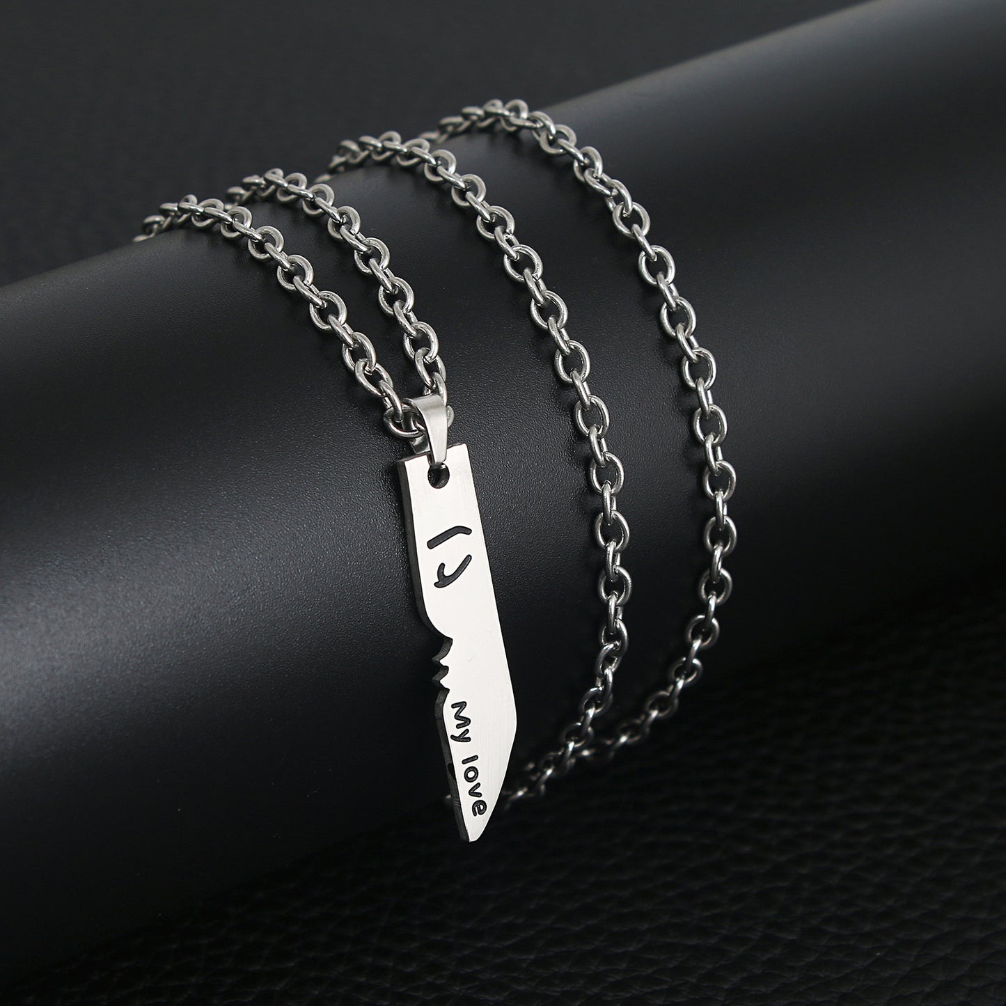 Set mit 2 Ketten, Freundschaftshalsketten „Paar My Love“ – BFF, beste Freunde für immer – ausgefallen – Anhänger und Kette aus silbernem Edelstahl