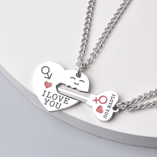 Lot de 2 Colliers D'amitié - Coeur et Clé - Je t’aime - BFF - Best Friends Forever - Pendentif - Amoureux Couple Amitié - Acier Inoxydable