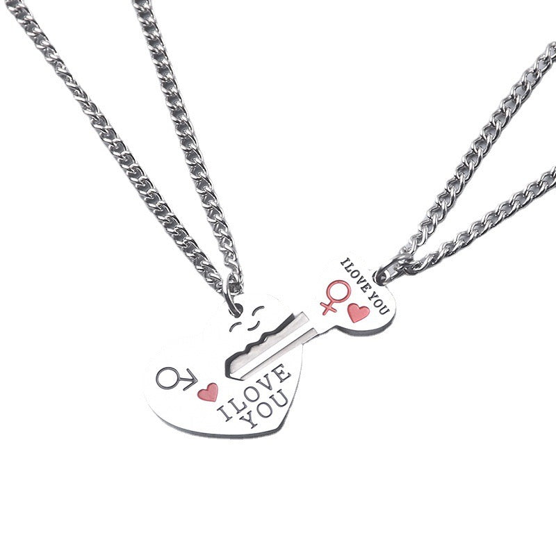 Lot de 2 Colliers D'amitié - Coeur et Clé - Je t’aime - BFF - Best Friends Forever - Pendentif - Amoureux Couple Amitié - Acier Inoxydable