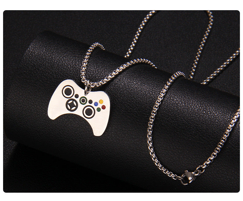 Collier Pendentif Manette de Jeu Video - Fantaisie - Humour - Game Gamer - Console de Jeu - Acier Inoxydable