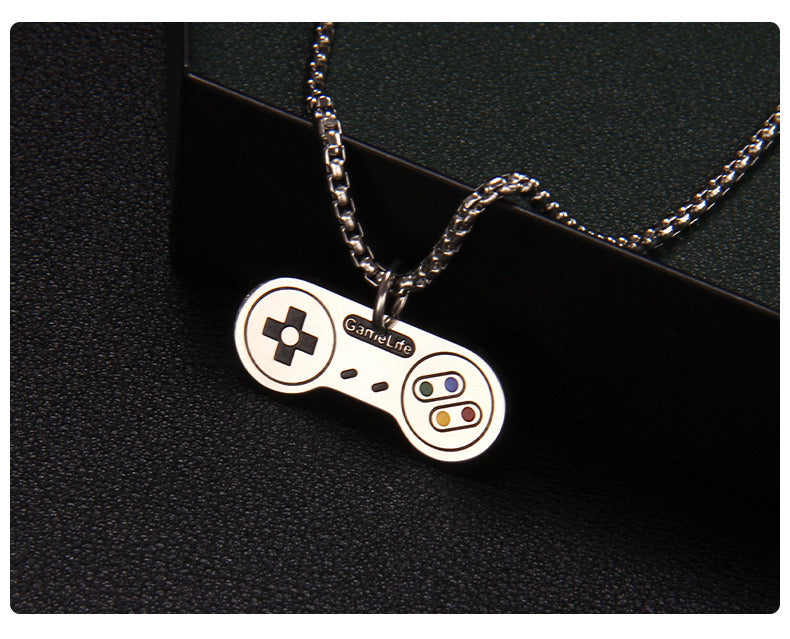 Collier Pendentif Manette de Jeu Video - Fantaisie - Humour - Game Gamer - Console de Jeu - Acier Inoxydable