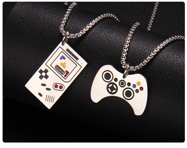 Collier Pendentif Manette de Jeu Video - Fantaisie - Humour - Game Gamer - Console de Jeu - Acier Inoxydable