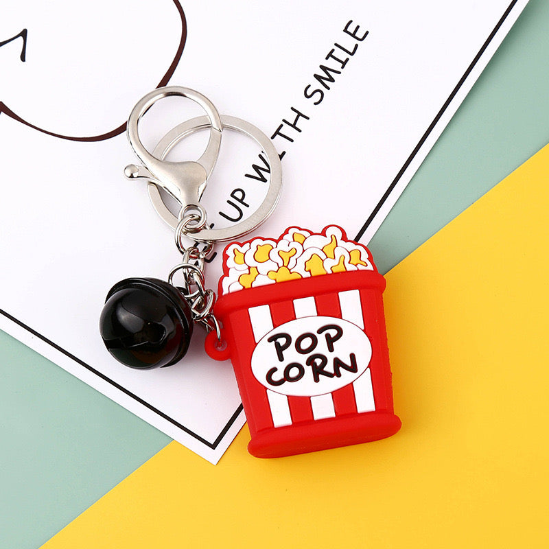 Porte Clés - Pop Corn Hamburger Frites Avocat - Silicone - Pendentif Sac Kawaii Mignon Fun