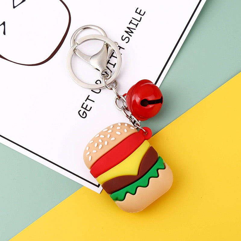 Porte Clés - Pop Corn Hamburger Frites Avocat - Silicone - Pendentif Sac Kawaii Mignon Fun