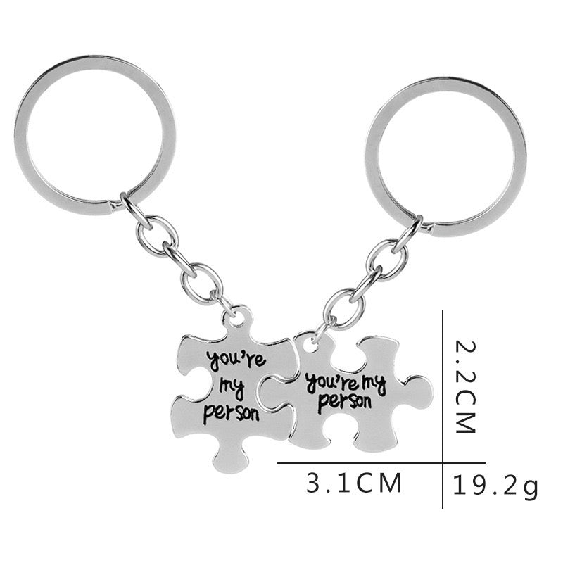 Porte Clés - Puzzle - You're my Person - Séparé en deux à partager - Amoureux Couple Amitié - BFF - Best Friends Forever