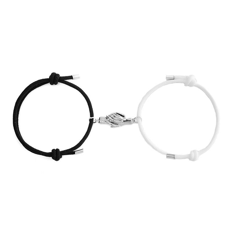 Lot de 2 Bracelets D'amitié Cordon Réglable - Mains Aimantés - BFF - Best Friends Forever - Amoureux - Couple Amitié