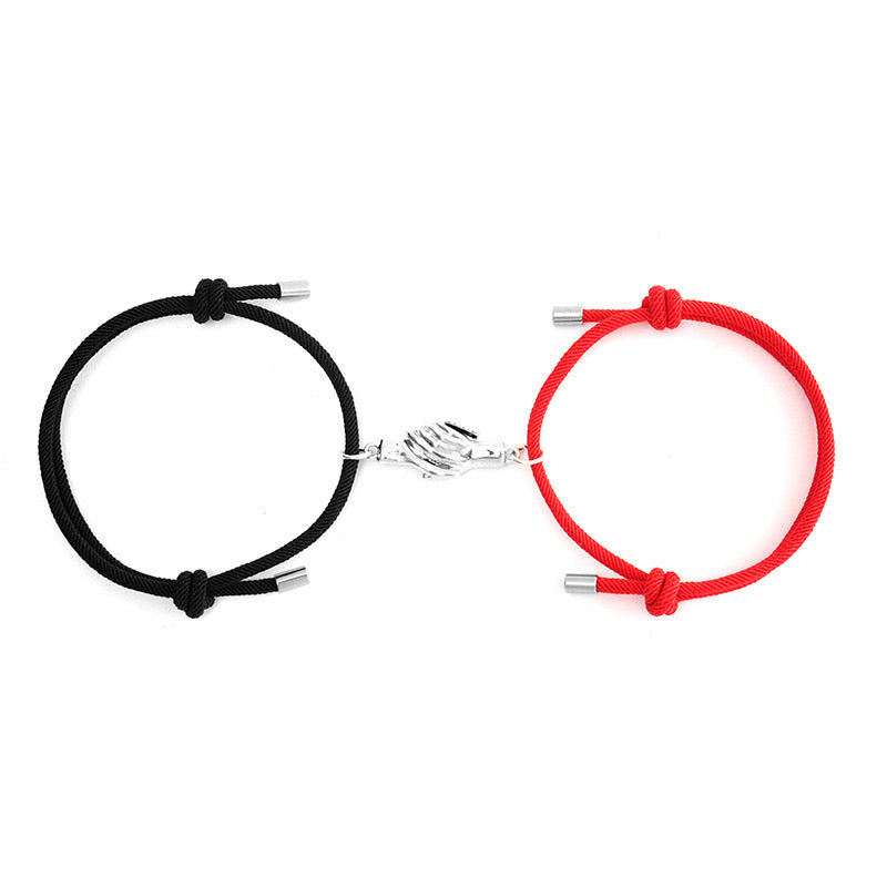 Lot de 2 Bracelets D'amitié Cordon Réglable - Mains Aimantés - BFF - Best Friends Forever - Amoureux - Couple Amitié