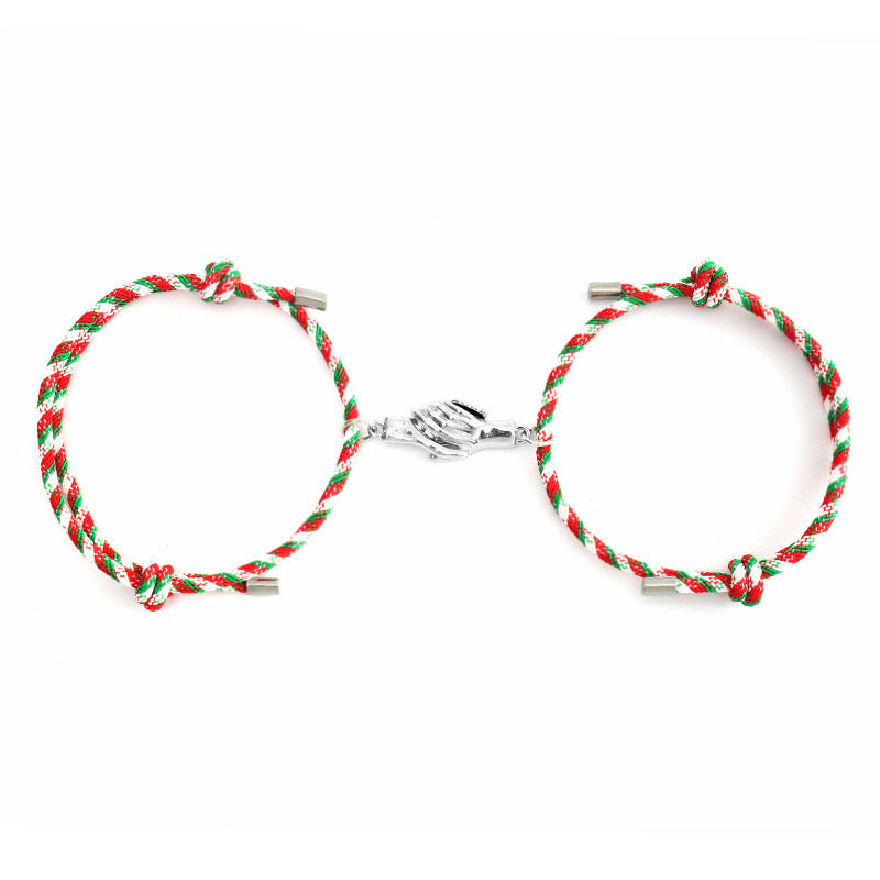 Lot de 2 Bracelets D'amitié Cordon Réglable - Mains Aimantés - BFF - Best Friends Forever - Amoureux - Couple Amitié