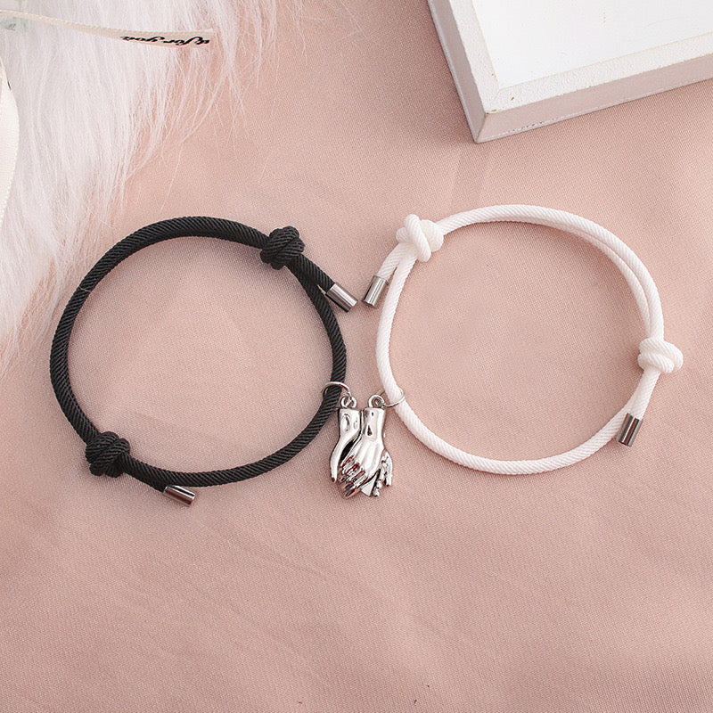 Lot de 2 Bracelets D'amitié Cordon Réglable - Mains Aimantés - BFF - Best Friends Forever - Amoureux - Couple Amitié