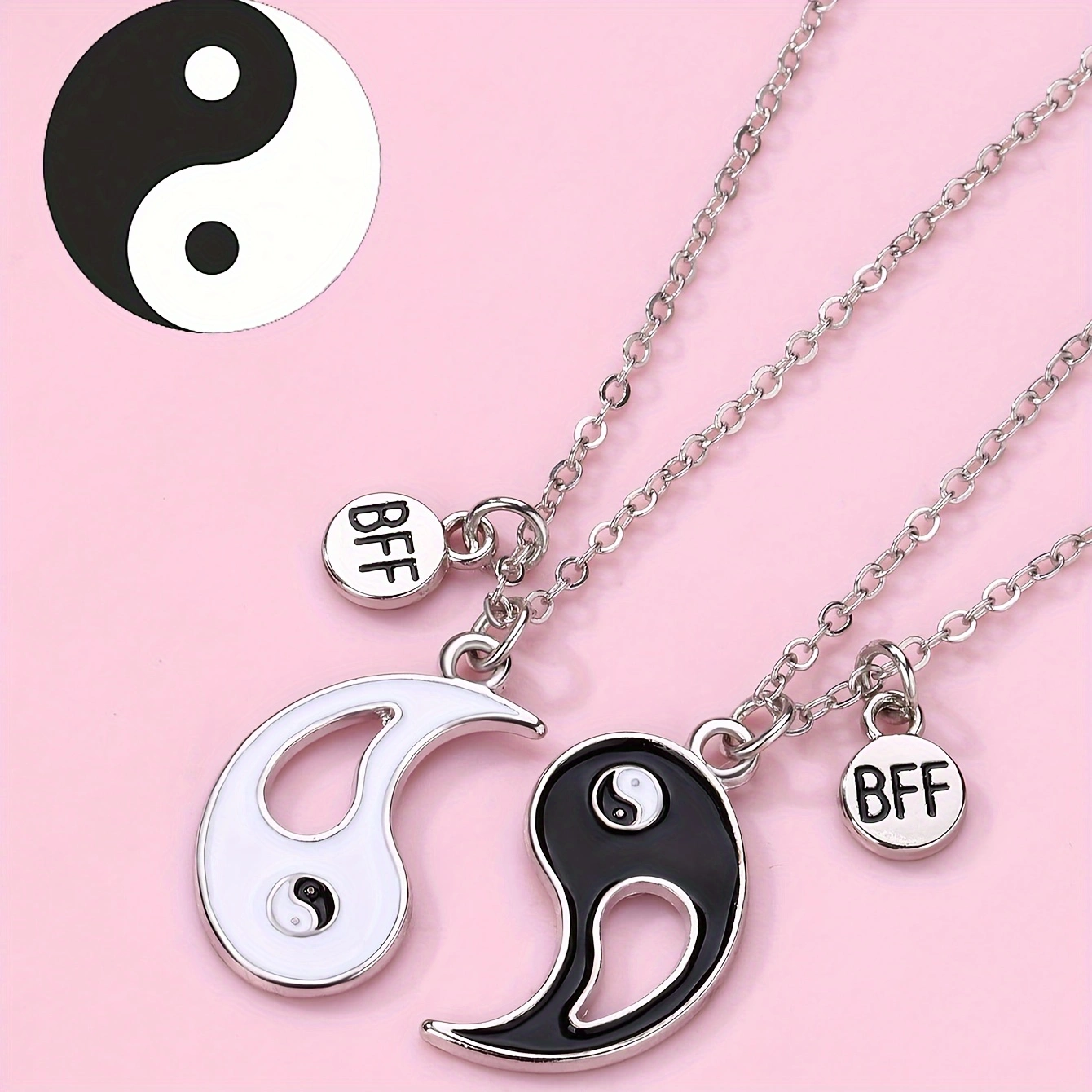Lot de 2 Colliers D'amitié - Ying Yang - BFF - Best Friends Forever Amoureux Couple Amitié - collier Pendentif à Partager