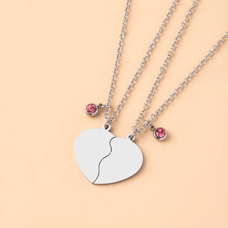 Set mit 2 Schwester-Tochter-Halsketten – Älteste Jüngere – Familie, Kind, Schwester, Töchter – Ausgefallen – Sisters Forever Herz-Anhänger aus Stahl