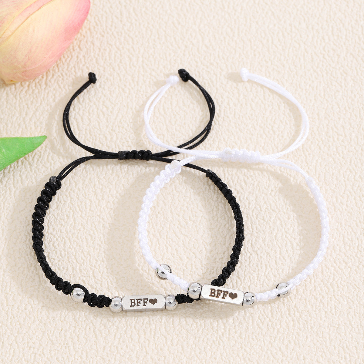 Set of 2 Adjustable BFF Friendship Cord Bracelets - BFF Best Friends Forever - Fantasy - Pendant