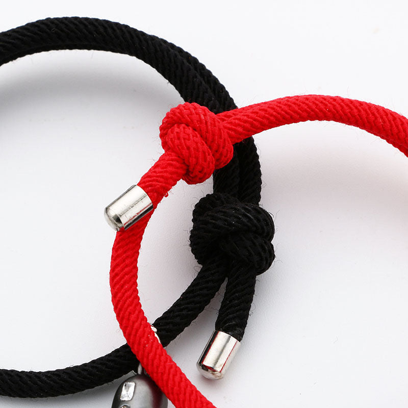 Lot de 2 Bracelets D'amitié Cordon Réglable - BFF - Best Friends Forever - Pendentif Aimanté Coeur - Amoureux Couple Amitié