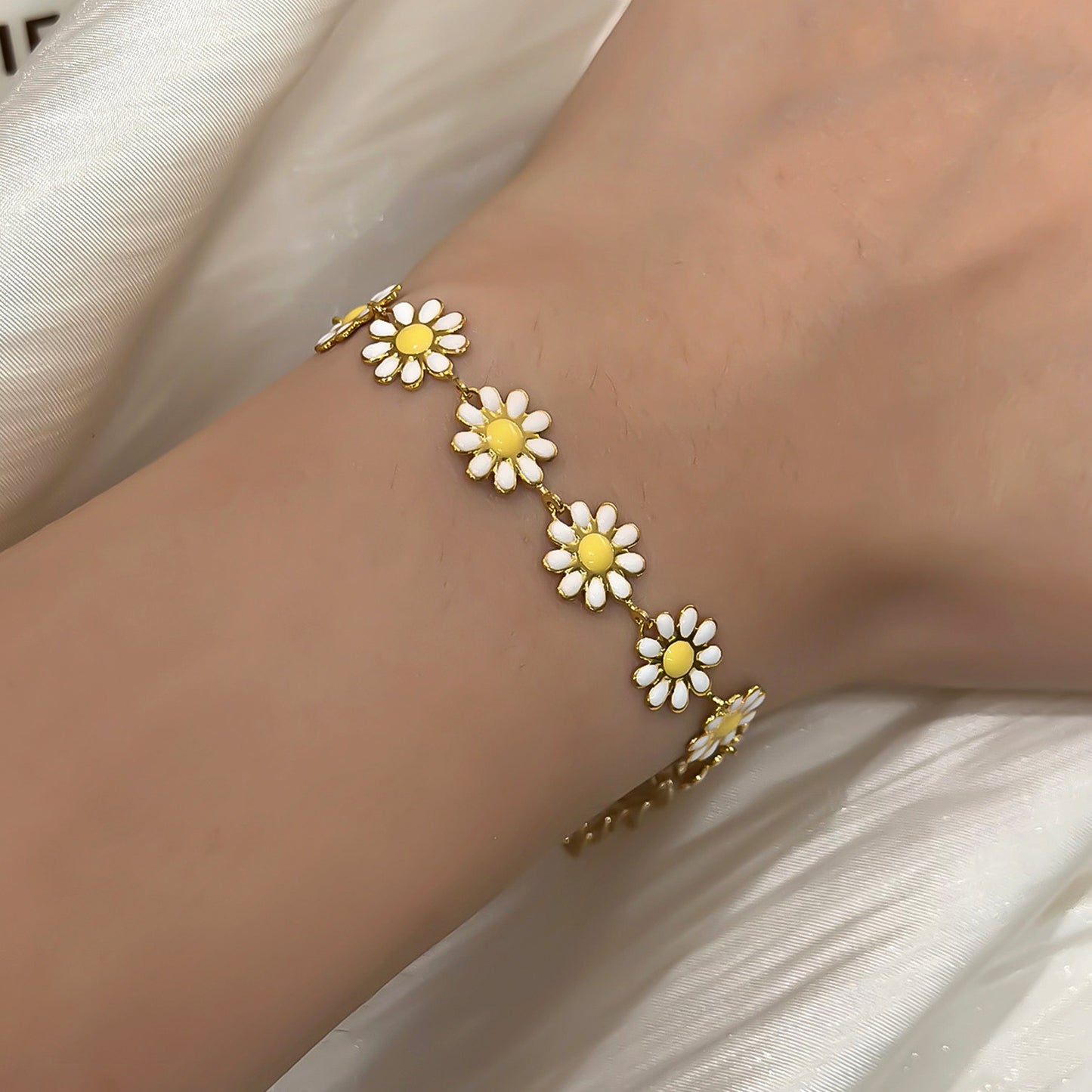 Bracelets Adultes Fleurs Marguerites - Mignon - Alliage Plaqué Or