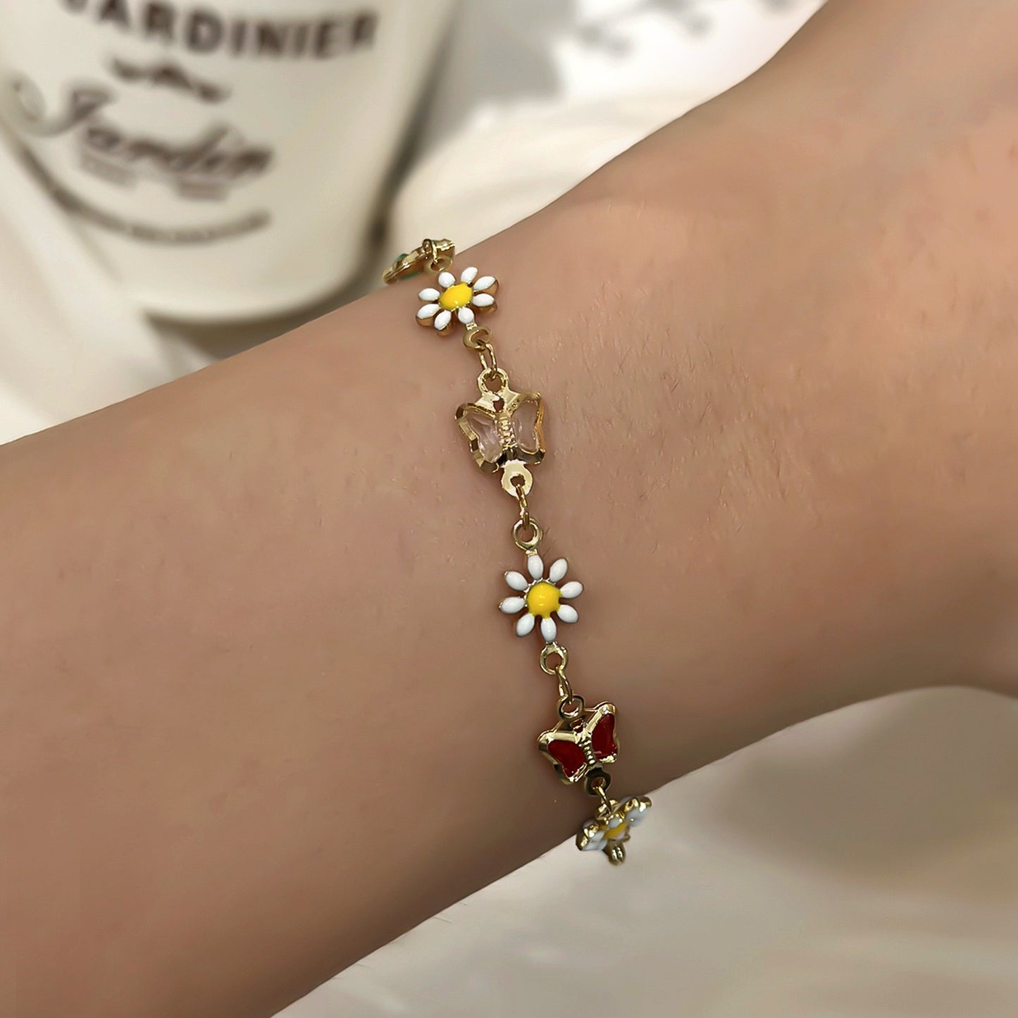 Bracelets Adultes Fleurs Marguerites - Mignon - Alliage Plaqué Or