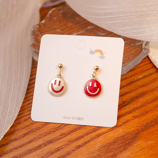Boucles Oreilles - Pendants d'oreilles - Smiley - Sourire - Cuivre Plaqué Or
