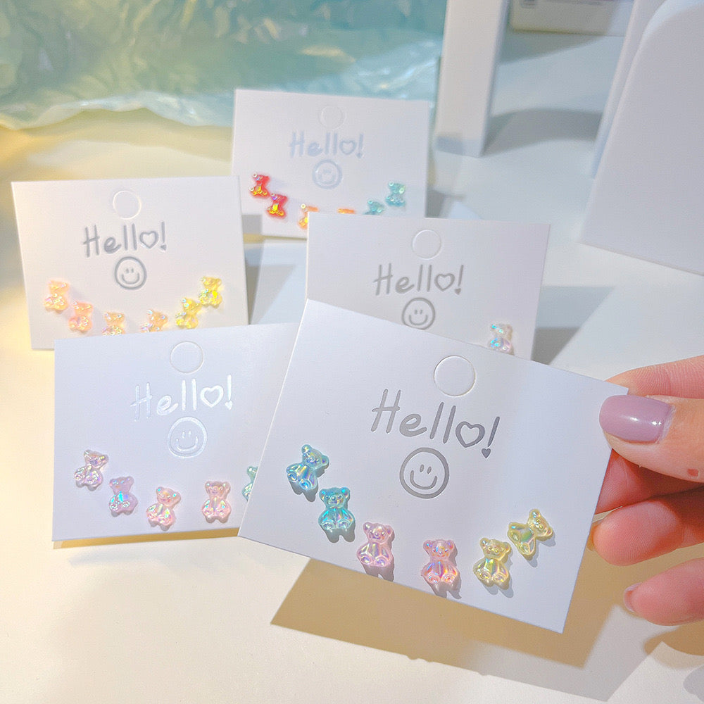 Lot de 3 Mini Boucles D’oreilles -   Bonbon Ourson Haribo - Mignon - Résine