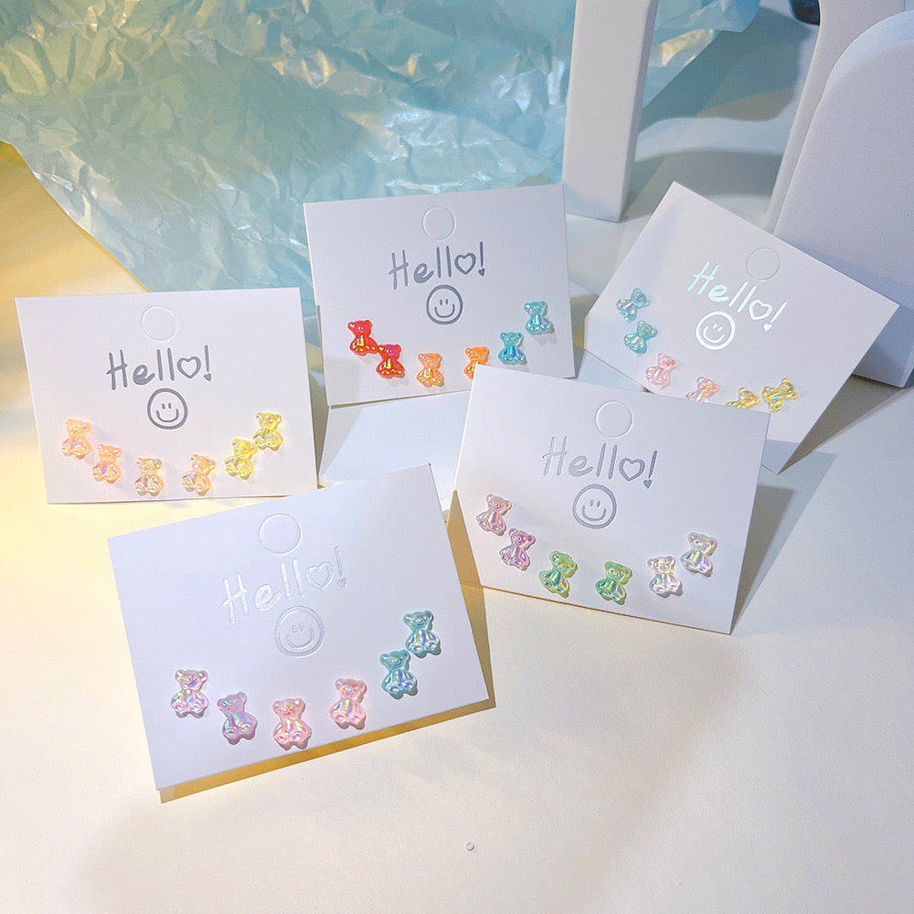 Lot de 3 Mini Boucles D’oreilles -   Bonbon Ourson Haribo - Mignon - Résine