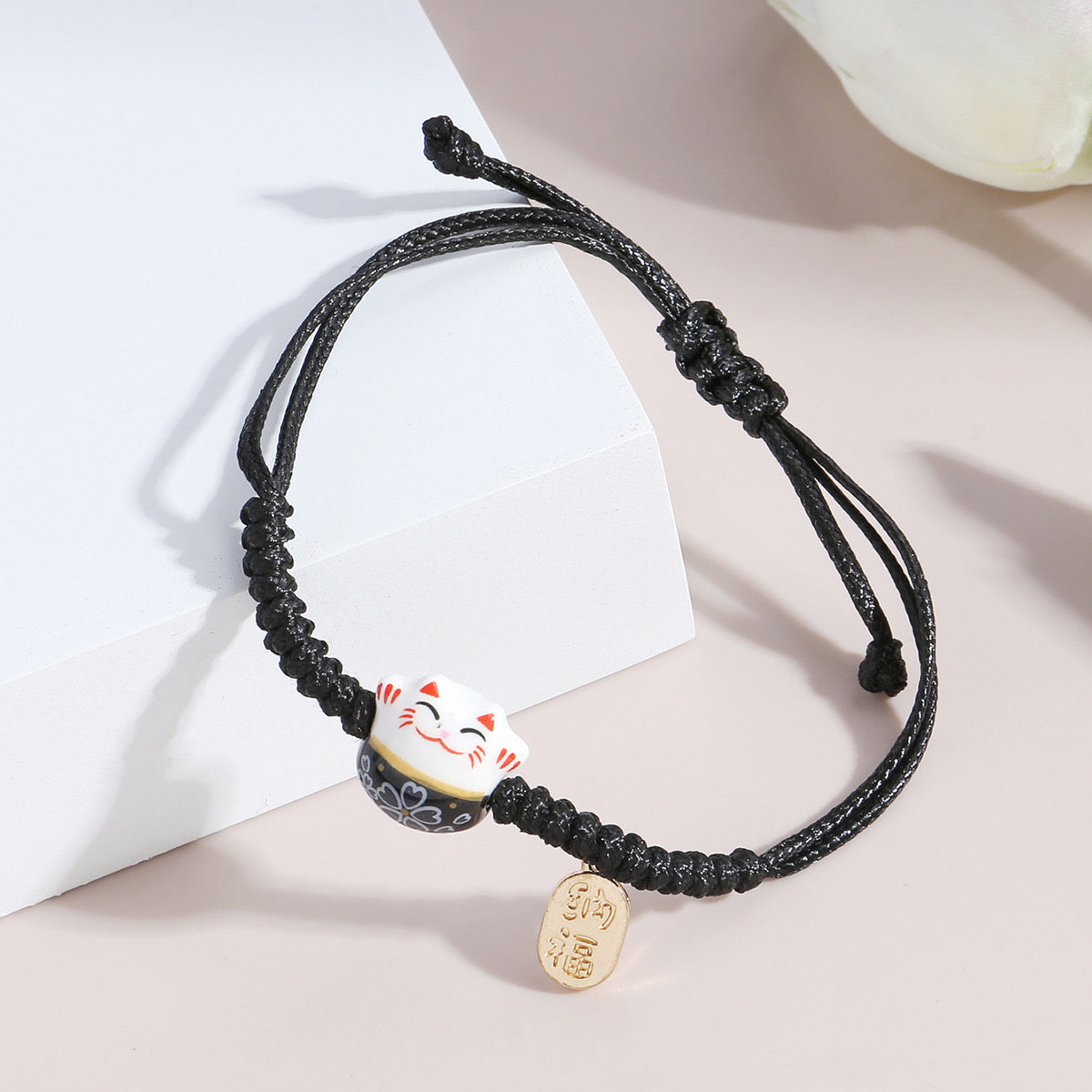 Bracelets Cordon Réglable Chat Chinois - Porte Bonheur - Lucky - Amoureux des Chats - Mignon