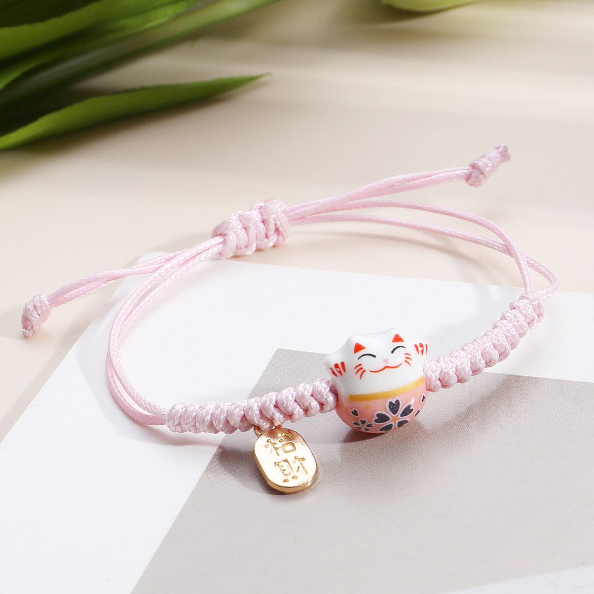 Bracelets Cordon Réglable Chat Chinois - Porte Bonheur - Lucky - Amoureux des Chats - Mignon