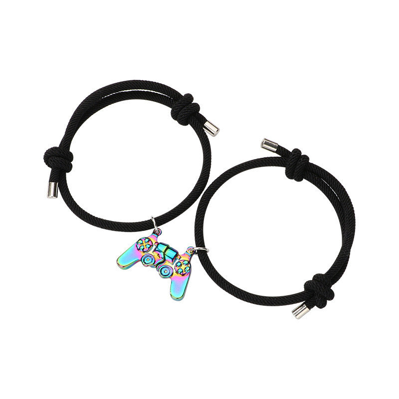 Set aus 2 verstellbaren Freundschaftsarmbändern mit Kordel, beste Freunde, Spielkonsolen-Controller – BFF – Fantasy – magnetischer Anhänger – Liebhaber – Paar