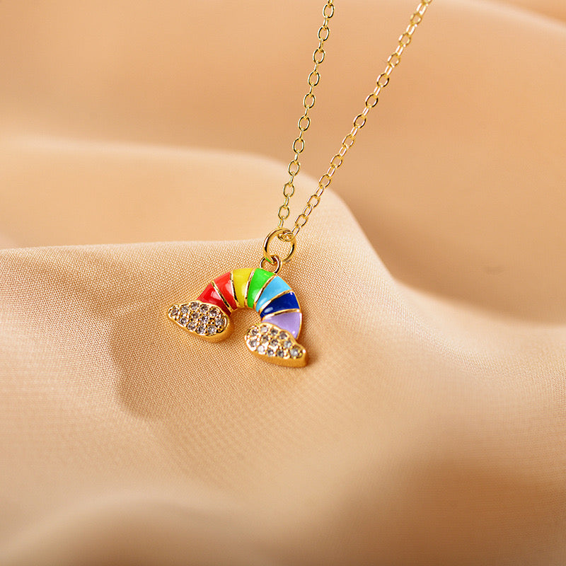 Collier Pendentif Arc en Ciel Multicouleurs - Nuages Zircon - Mignon - Alliage Cuivre