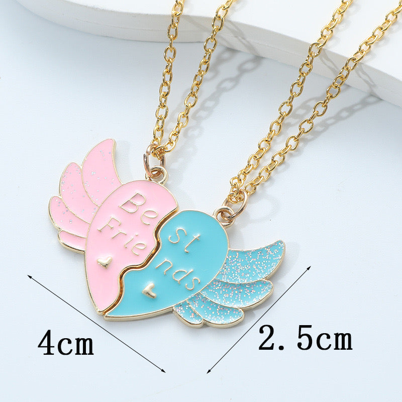 Lot de 2 Colliers ou Bracelets BFF - Cœur Ailes Aimanté - Best Friends Forever