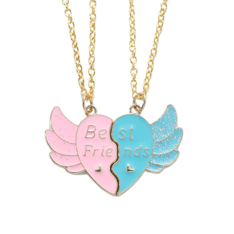 Lot de 2 Colliers ou Bracelets BFF - Cœur Ailes Aimanté - Best Friends Forever