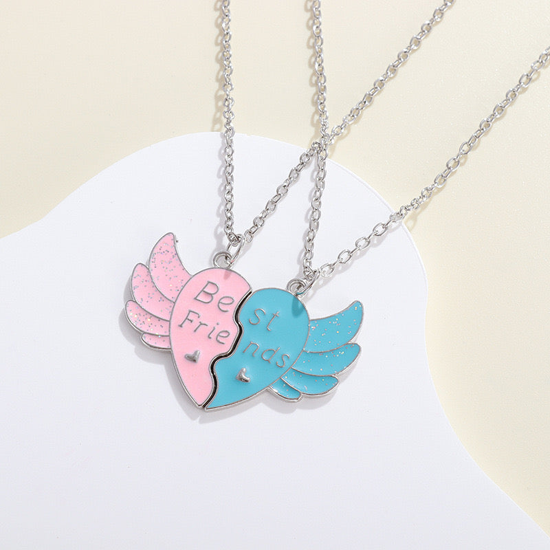 Lot de 2 Colliers ou Bracelets BFF - Cœur Ailes Aimanté - Best Friends Forever