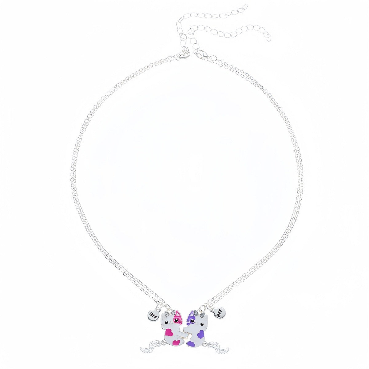 Lot de 2 Colliers D'amitié Aimanté - Chats - BFF - Best Friends Forever - Fantaisie - Pendentif Aimanté - Amitié