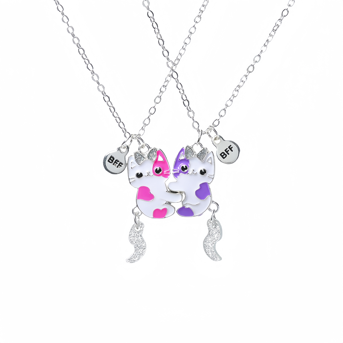Lot de 2 Colliers D'amitié Aimanté - Chats - BFF - Best Friends Forever - Fantaisie - Pendentif Aimanté - Amitié