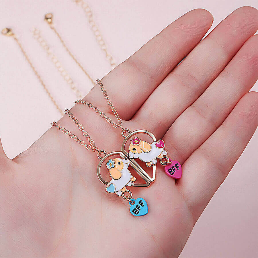 Lot de 2 Colliers D'amitié - Chiots - BFF - Best Friends Forever - Amitié - Chien - Cœur - Mignon